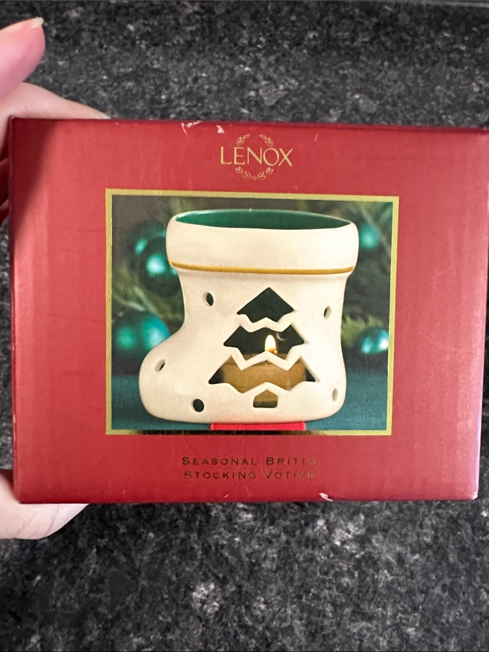 Lenox Seasonal Brites Stocking Votive With Box